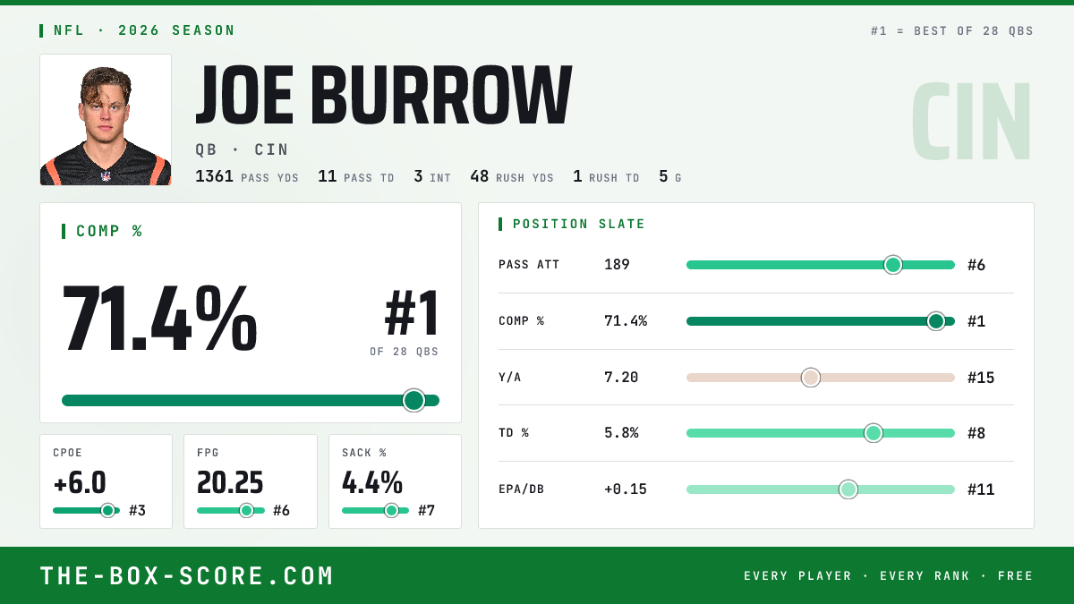 Joe Burrow Fantasy Outlook 2026: Projections, Rankings, ADP | The Box Score